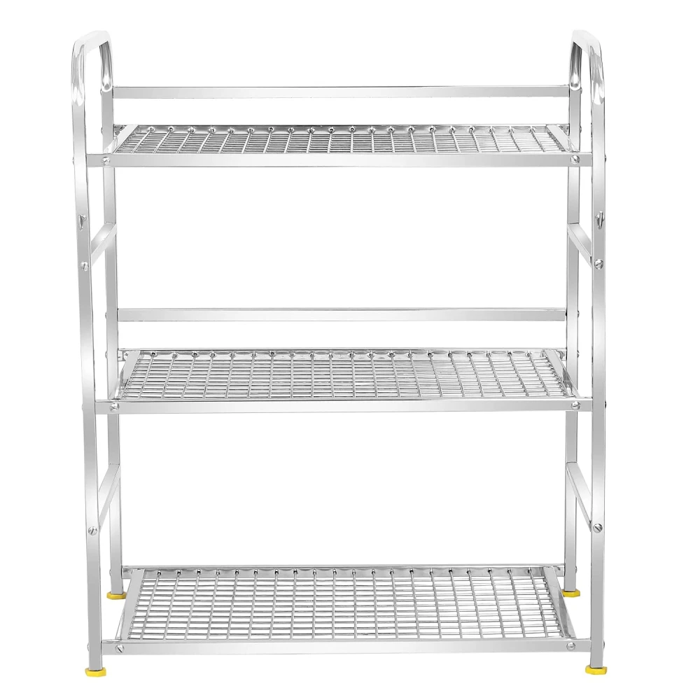 Homify Kitchen Microwave Shelf, Microwave Stand Kitchen Counter Shelf Organizer, Spicy Shelf Rack Toaster Organizer, Microwave Oven Rack, 3 Tiers with 2 Hooks (75 x 38 x 11 cm)