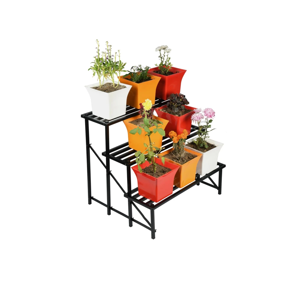 Palomino Indoor/Outdoor Flower Pot Stand Plant Stand Gamla Stand Pot Stand for Home 900MM Plant Container Set 3 Step (Metal)