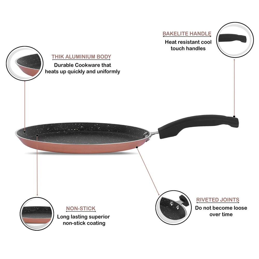 Palomino Aluminium Tawa | Non-Stick Tawa |Dosa Tawa/Pan | Pancake Pan | Griddle | Non-Induction Cookware | Non-Stick Flat Tava/Tawa | Heavy Duty Griddle
