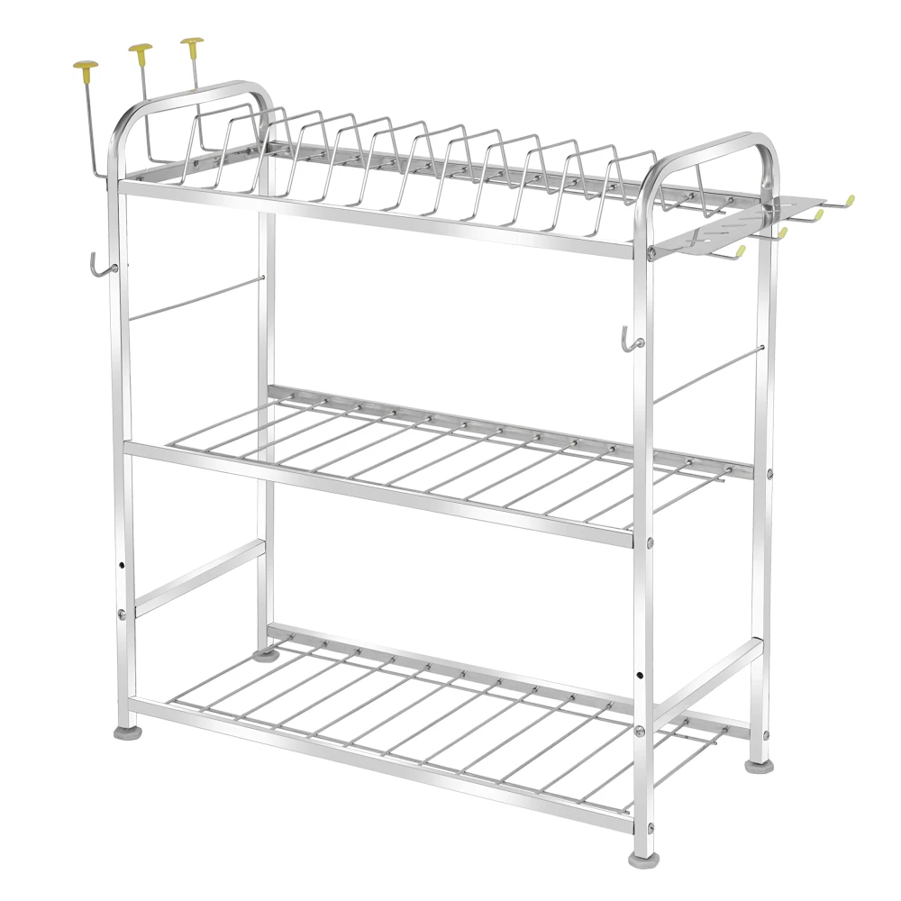 Palomino Wall Mount Kitchen Utensils Dish Rack | Stainless Steel Utensil Rack/Stand | Dish Stand/Holder | Kitchen Organizer | Utensils Rack with Plate & Cutlery Stand (24 x 21)