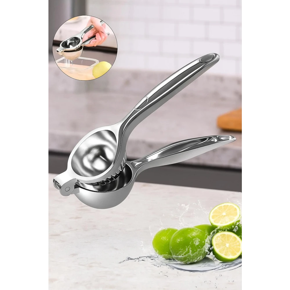 Palomino Stainless Steel Finish Lemon Squeezer with Comfortable Handle | Modern Kitchen Tool for Lemon Juice Extracting | Easy to Use and Clean