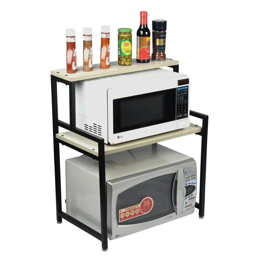 Palomino 2 Layer Microwave/OTG Rack | Storage Rack for Home Office Shop Containers | Utensils Storage Cabinet/Organizer | Oven Stand/Holder (Material: Iron, Color: White)