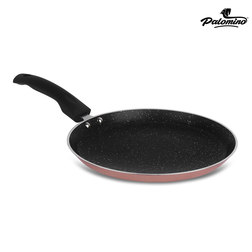 Palomino Induction Base Non-Stick Aluminium Cookware Set of Fry Pan, Tawa/Griddle and Kadhai/Wok with Glass Lid (Copper-Color, Set of 4)