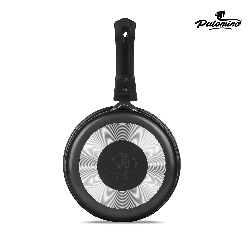 Palomino Aluminium Sauce Pan | Heavy Duty Non-Stick Sauce Pan | Non-Induction Cookware with Bakelite Handle (16cm, Black, Non-Induction Base)