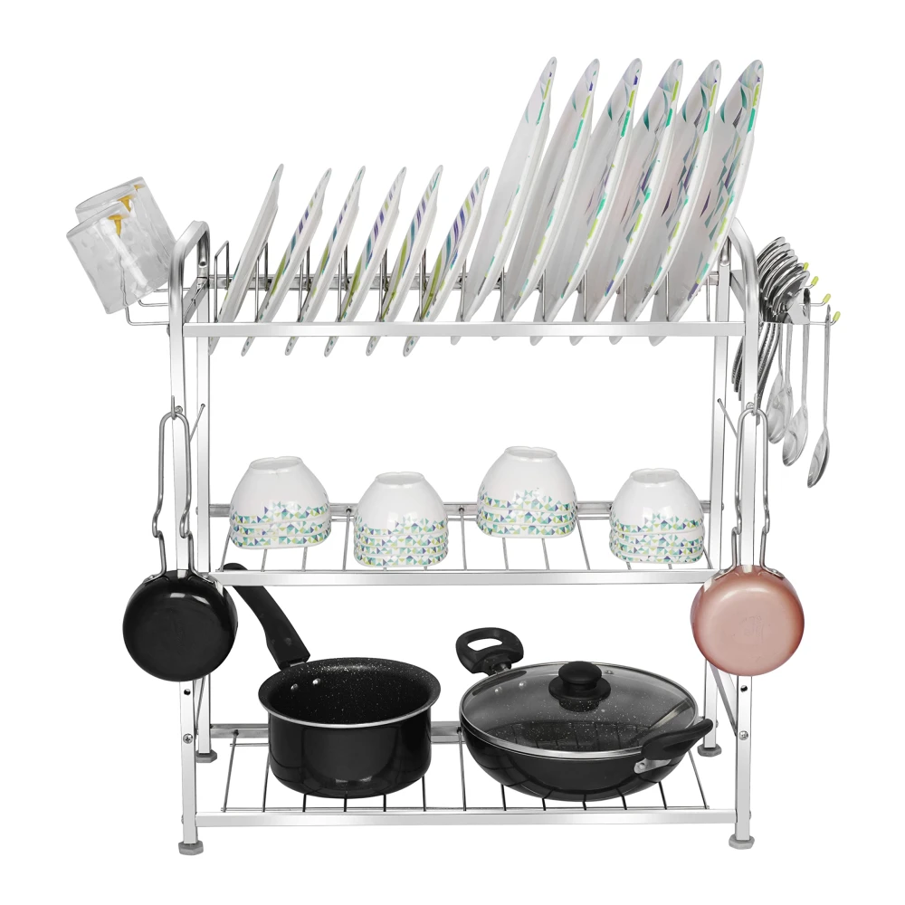 Palomino Wall Mount Kitchen Utensils Dish Rack | Stainless Steel Utensil Rack/Stand | Dish Stand/Holder | Kitchen Organizer | Utensils Rack with Plate & Cutlery Stand (24 x 21)