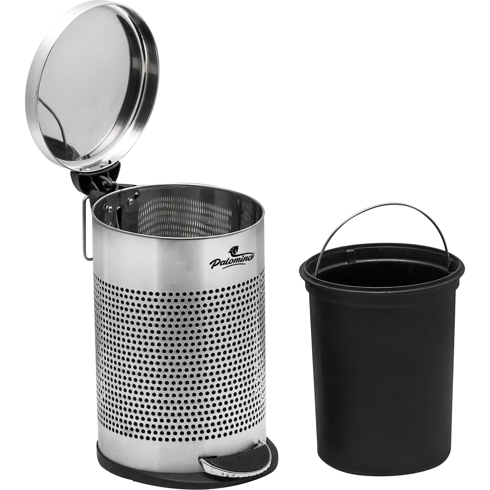Palomino Stainless Steel Plain Dustbin Waste Bin Trash Bin Garbage Bin Steel Dustbin Steel Dustbin with Removable Bucket
