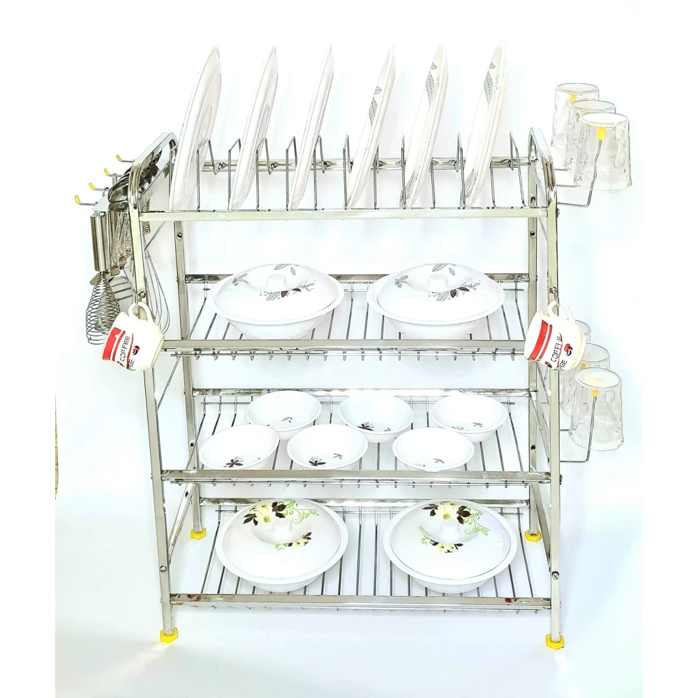 Palomino Stainless Steel Shelf Wall Mount Kitchen Dish Rack | Utensils Rack with Plate & Cutlery Stand | Modular Kitchen Storage Rack | Kitchen Organizer rack (24 X 18 inches)