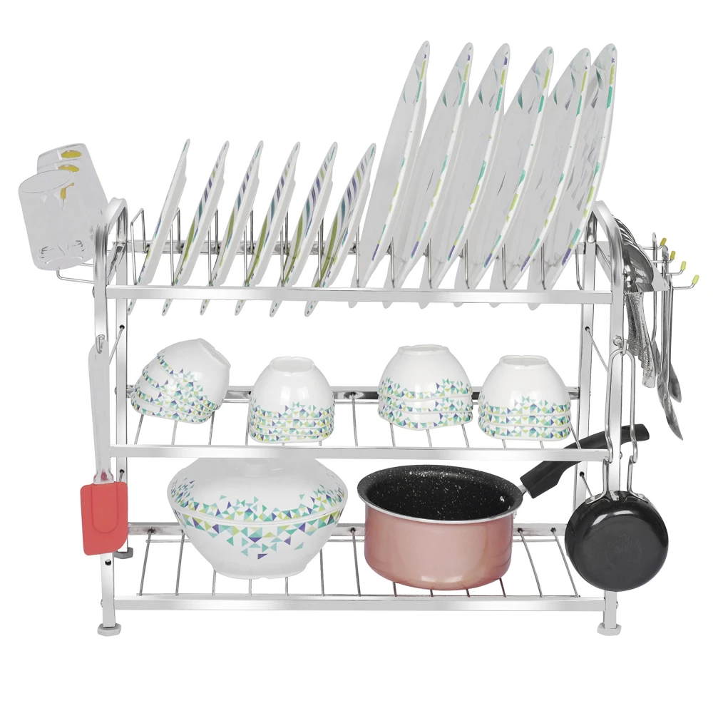Palomino Wall Mount Kitchen Utensils Dish Rack | Stainless Steel Utensil Rack/Stand | Dish Stand/Holder | Kitchen Organizer | Utensils Rack with Plate & Cutlery Stand (18 x 21)