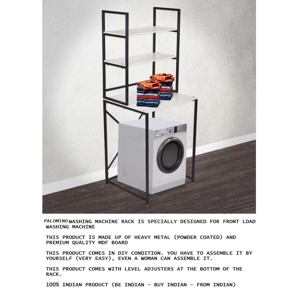 Palomino Washing Machine 3 Shelf Rack Stand for Storage Organizer in Bathroom and Washing Area/Multipurpose Space Saving Standing Shelf for Bathroom Toilet_Brown-White