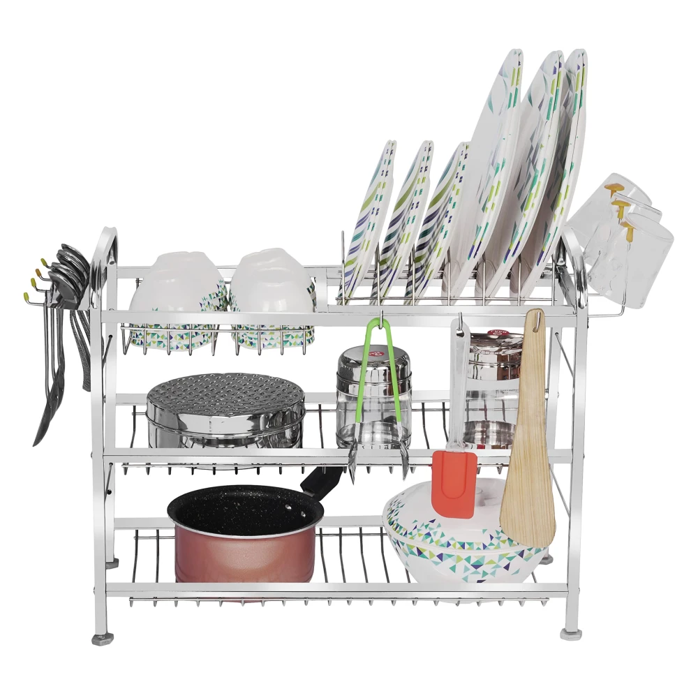 Palomino OPAL 18x21 inch Wall Mount Kitchen Utensils Dish Rack | Stainless Steel Utensil Rack/Stand | Dish Stand/Holder | Kitchen Organizer | Utensils Rack with Plate & Cutlery Stand