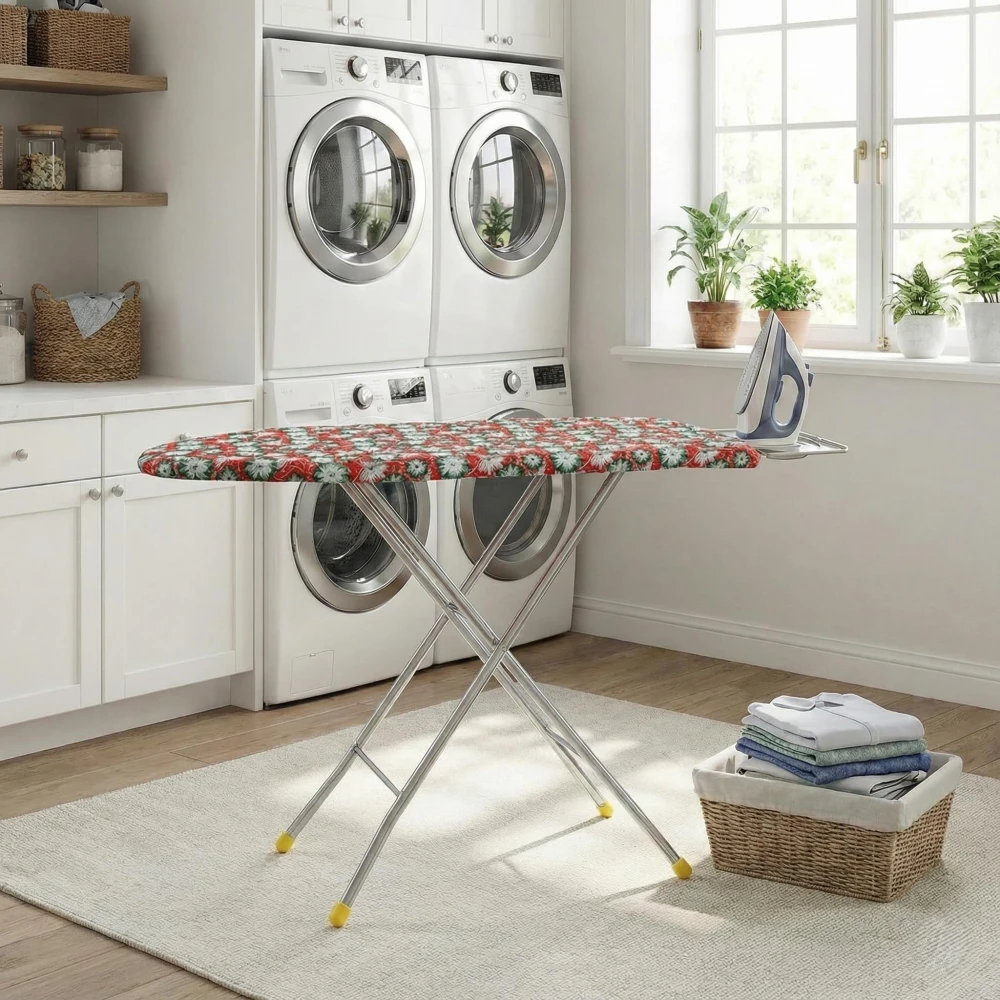 PALOMINO Deluxe Ironing Board for Home: Sturdy, Multi-Function Design with Vibrant Cover & Built-in Iron Holder - Perfect for Indian Households (Multi-Color)