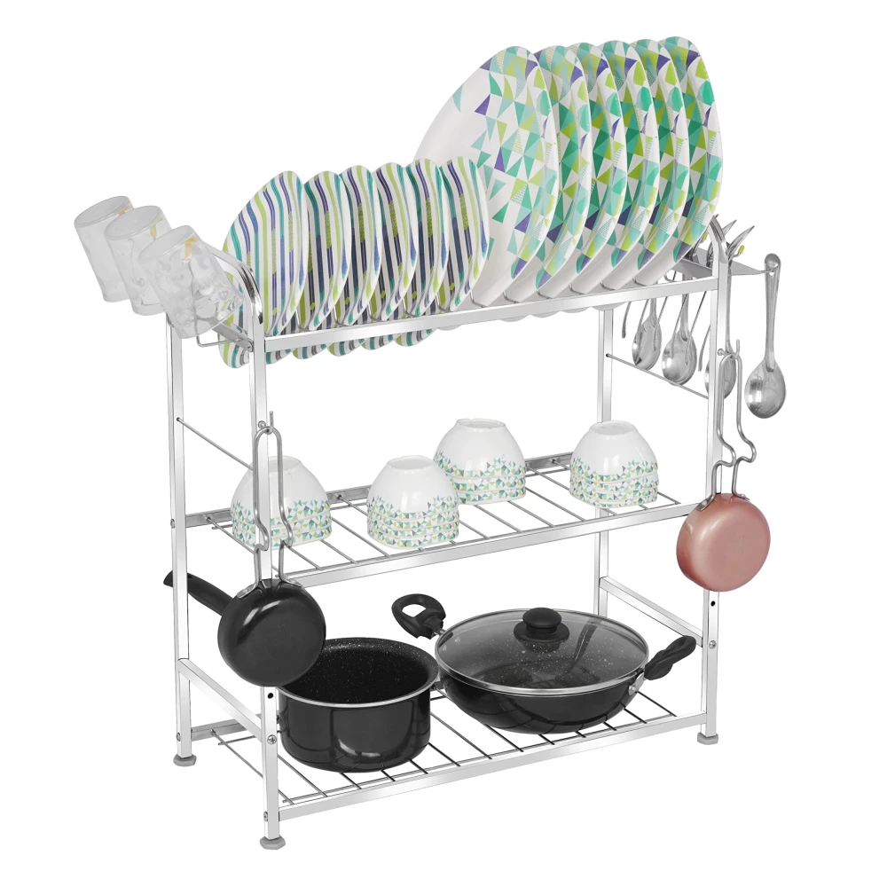 Palomino Wall Mount Kitchen Utensils Dish Rack | Stainless Steel Utensil Rack/Stand | Dish Stand/Holder | Kitchen Organizer | Utensils Rack with Plate & Cutlery Stand (24 x 21)