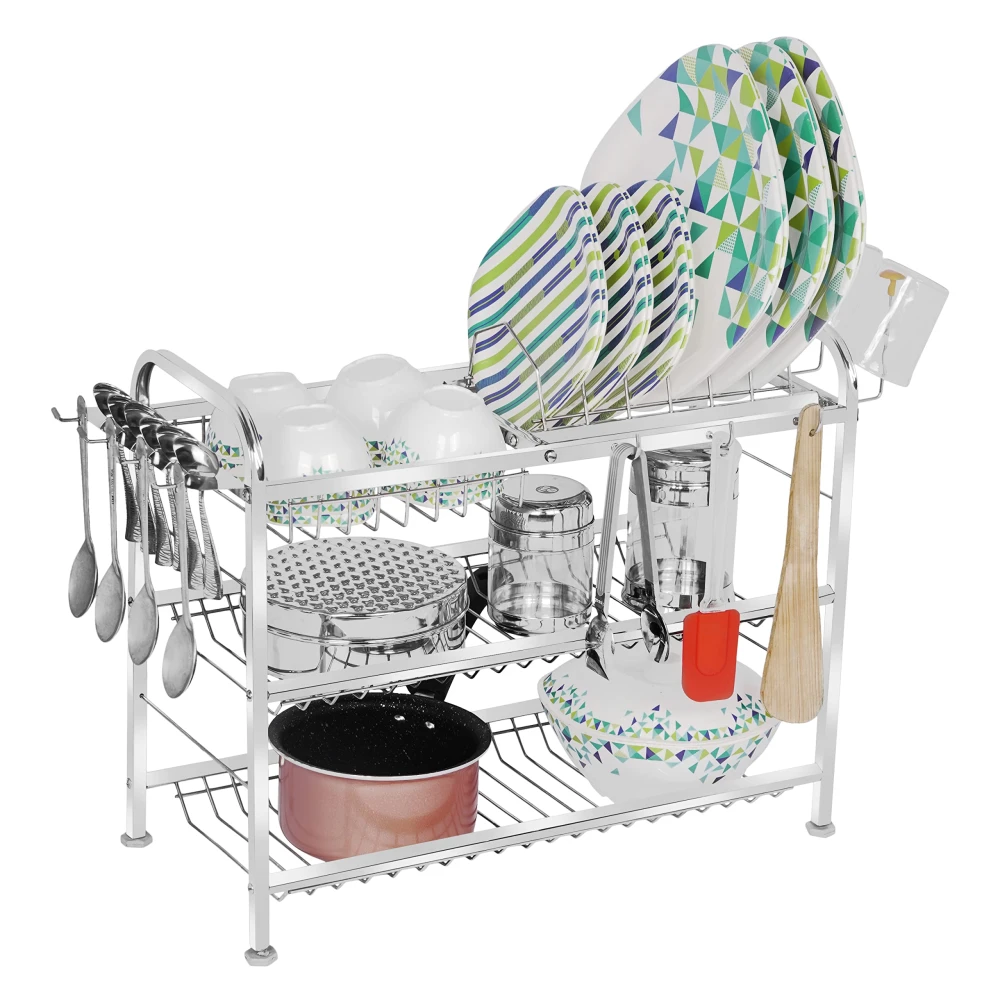 Palomino OPAL 18x21 inch Wall Mount Kitchen Utensils Dish Rack | Stainless Steel Utensil Rack/Stand | Dish Stand/Holder | Kitchen Organizer | Utensils Rack with Plate & Cutlery Stand