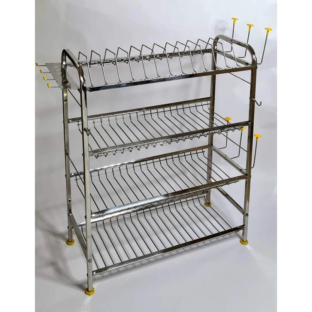 Palomino Stainless Steel Shelf Wall Mount Kitchen Dish Rack | Utensils Rack with Plate & Cutlery Stand | Modular Kitchen Storage Rack | Kitchen Organizer (24 X 18 inches)