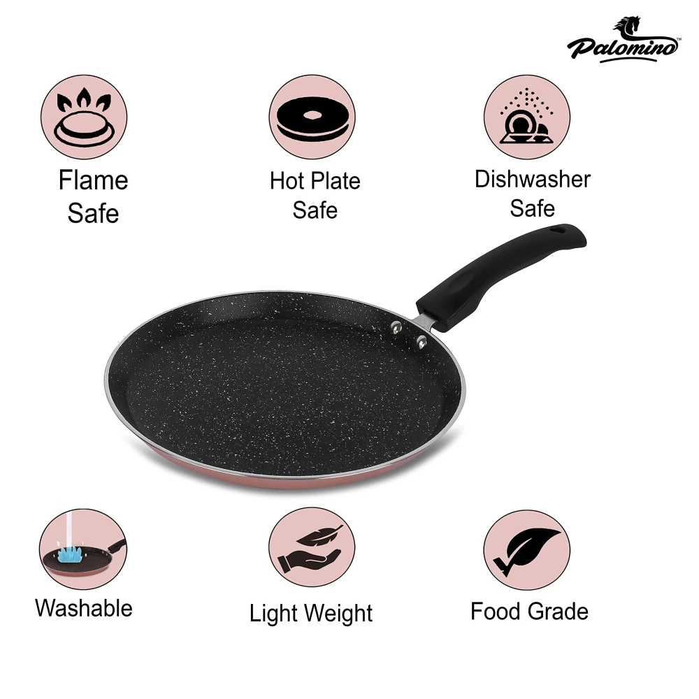 Palomino Aluminium Tawa | Non-Stick Tawa |Dosa Tawa/Pan | Pancake Pan | Griddle | Non-Induction Cookware | Non-Stick Flat Tava/Tawa | Heavy Duty Griddle