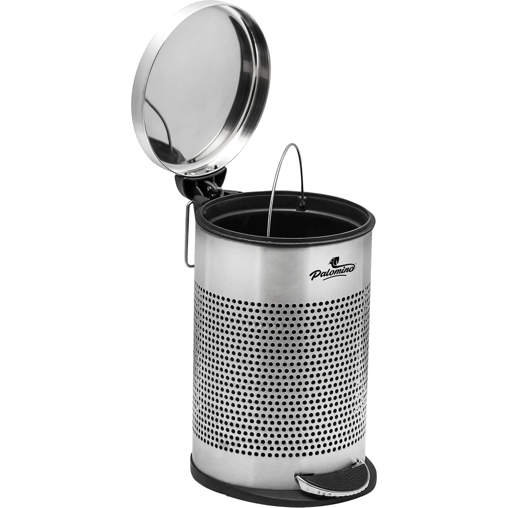 Palomino Stainless Steel Perforated Pedal Dustbin with Plastic Bucket/Waste bin/Trash Bin/Garbage bin for Home & Office (7 Liter - 8 Dia X 13 Height inch)