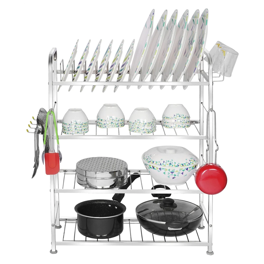 Homify Wall Mount Kitchen Utensils Dish Rack | Stainless Steel Utensil Rack/Stand | Dish Stand/Holder | Kitchen Organizer | Utensils Rack with Plate & Cutlery Stand (31 x 21)