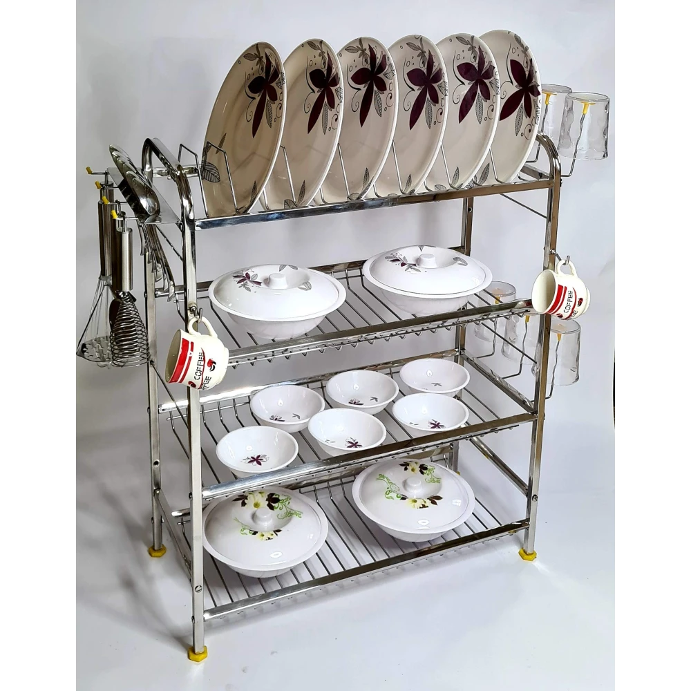Palomino Stainless Steel Shelf Wall Mount Kitchen Dish Rack | Utensils Rack with Plate & Cutlery Stand | Modular Kitchen Storage Rack | Kitchen Organizer rack (24 X 18 inches)
