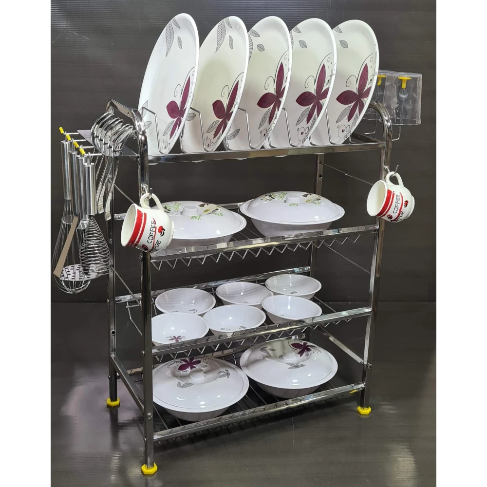 Palomino Stainless Steel Shelf Wall Mount Kitchen Dish Rack | Utensils Rack with Plate & Cutlery Stand | Modular Kitchen Storage Rack for kicthen | Kitchen Organizer (27 X 21 inches)