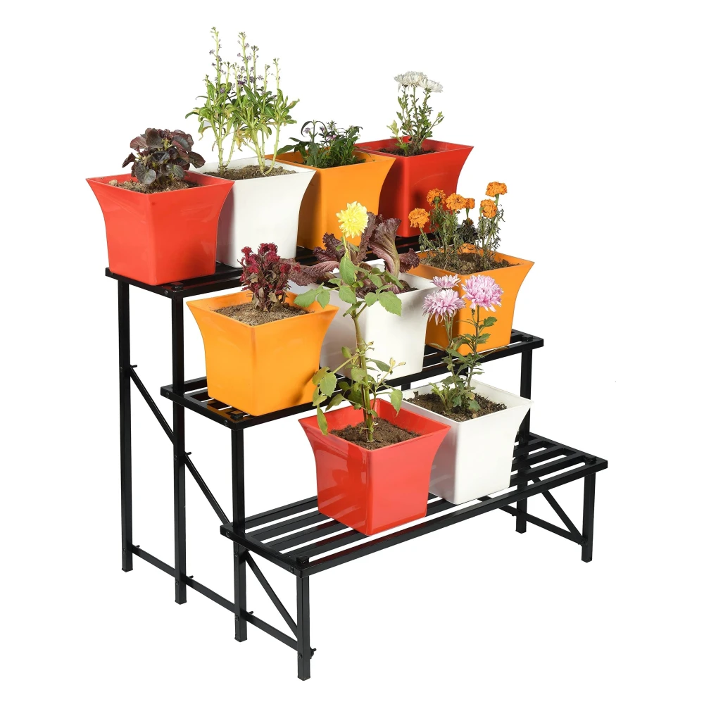 Palomino Indoor/Outdoor Flower Pot Stand Plant Stand Gamla Stand Pot Stand for Home 1000MM Plant Container Set 3 Step (Metal)