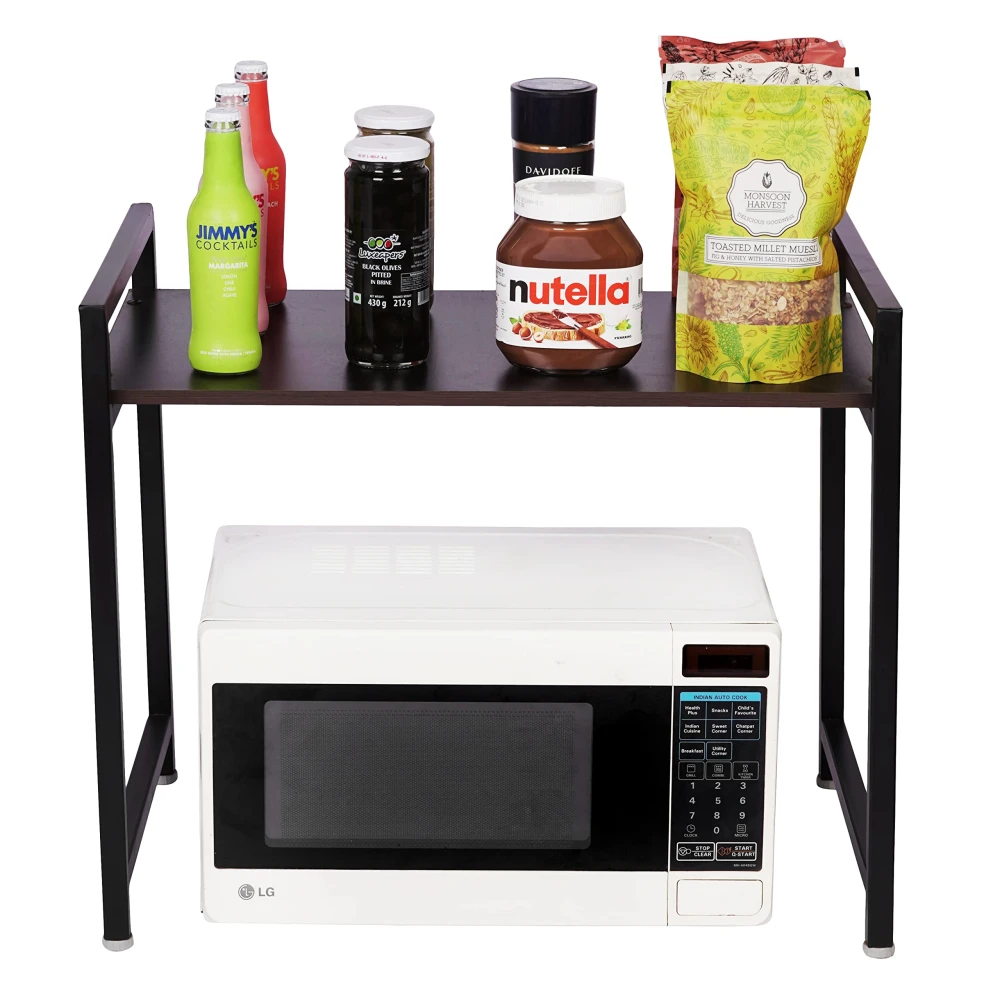 Palomino Microwave Rack / 1 Tier Microwave Rack/Kitchen Storage Shelf/Microwave, Oven, Seasoning Dish Rack/Kitchen Organizer/Space Saving Microwave Shelf Rack/Oven Stand (Brown)
