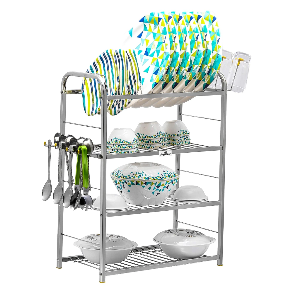 Homify Stainless Steel 4 Layer Shelf Wall Mount Kitchen Dish Rack Kitchen Organizer (24 X 18 Inch)