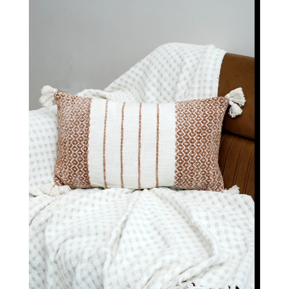 Decorative Lumbar Cushion Cover 14x24 Inch (36x60 cm) Set of 2 in Pure Cotton