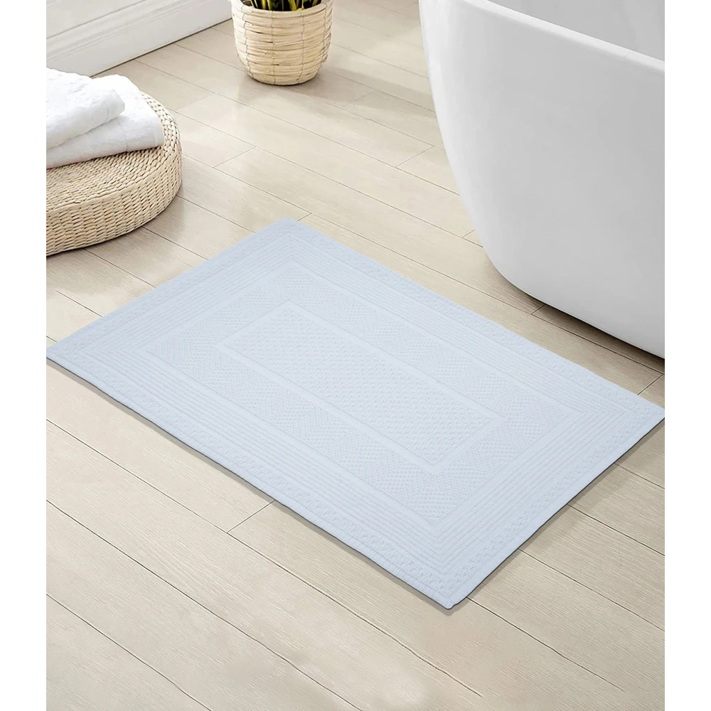 Pure Cotton Bath Mat – WHITE Color – 50 x 80 cm – 2000 GSM with Anti-Slip Backing