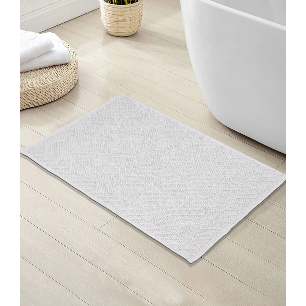 Pure Cotton Bath Mat – IVORY Color – 50 x 80 cm – 2000 GSM with Anti-Slip Backing