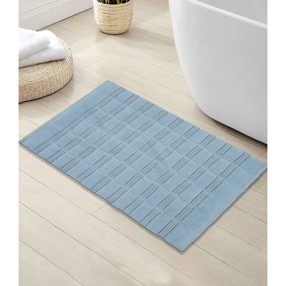 Pure Cotton Bath Mat – SKY BLUE Color – 45x 65 cm – 2000 GSM with Anti-Slip Backing