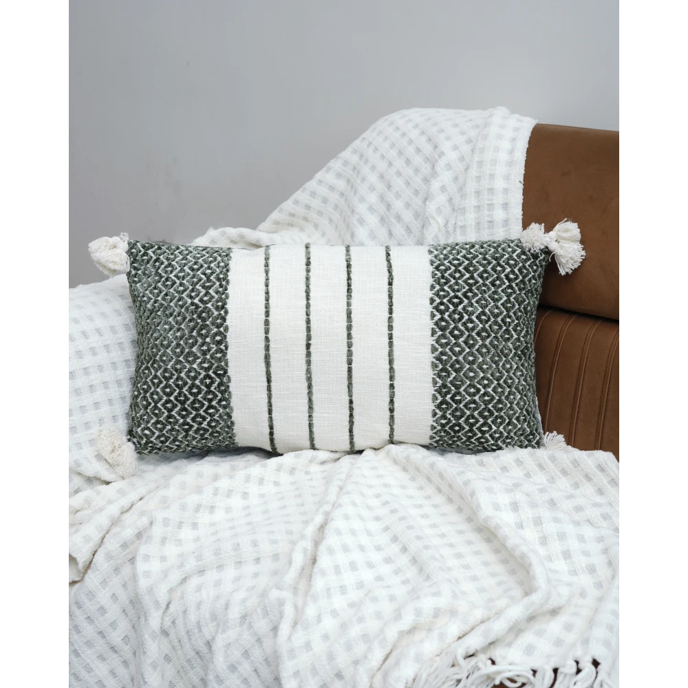 Pure Cotton Lumbar Cushion Cover 14x24 Inch (36x60 cm) Set of 2 Pieces