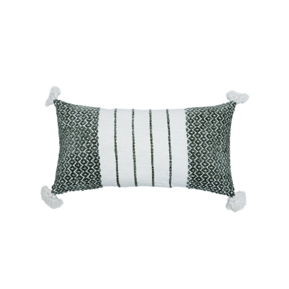 Pure Cotton Lumbar Cushion Cover 14x24 Inch (36x60 cm) Set of 2 Pieces