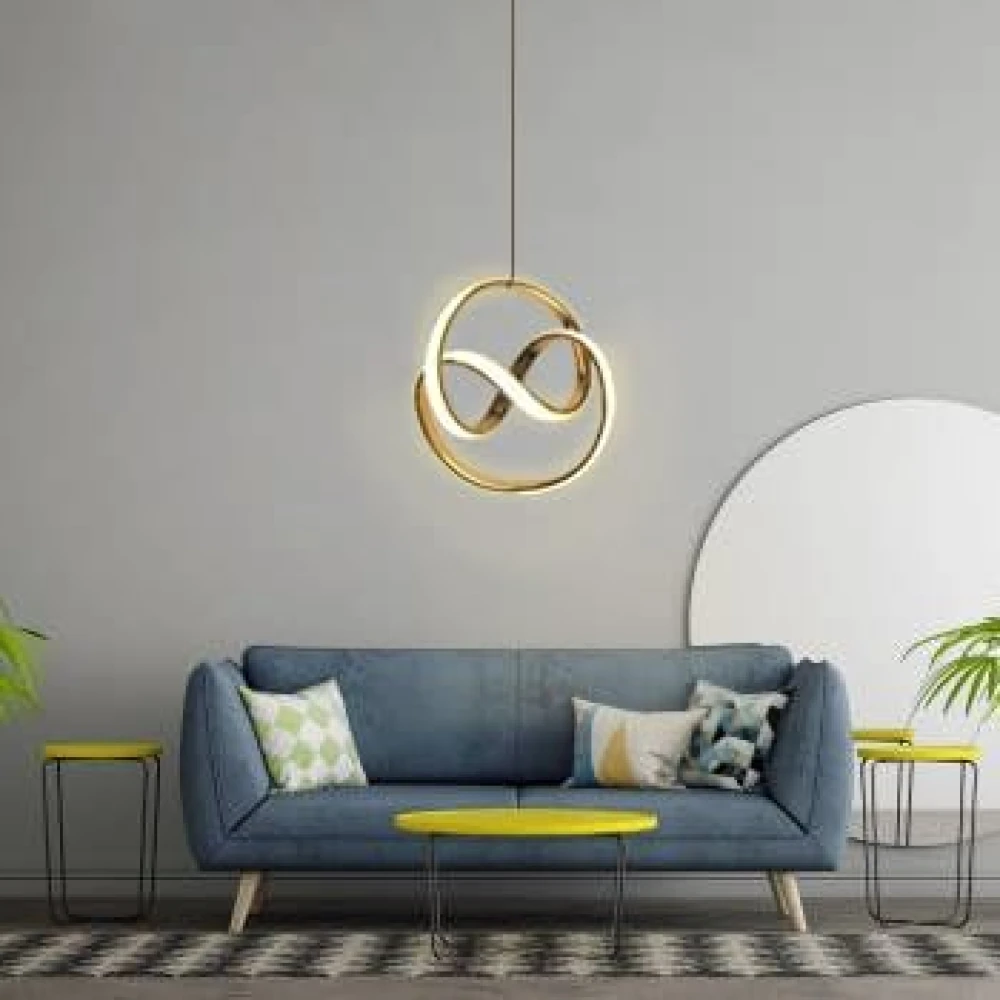 SHRI MAHAL ANTIQUES Curvy Modern Style Led Gold Creative Led Pendant Lamp/Hanging Lamp/Ceiling Light for Bedroom, Living Room, Restaurants, Dining, Coffee Shop, Home and Office.