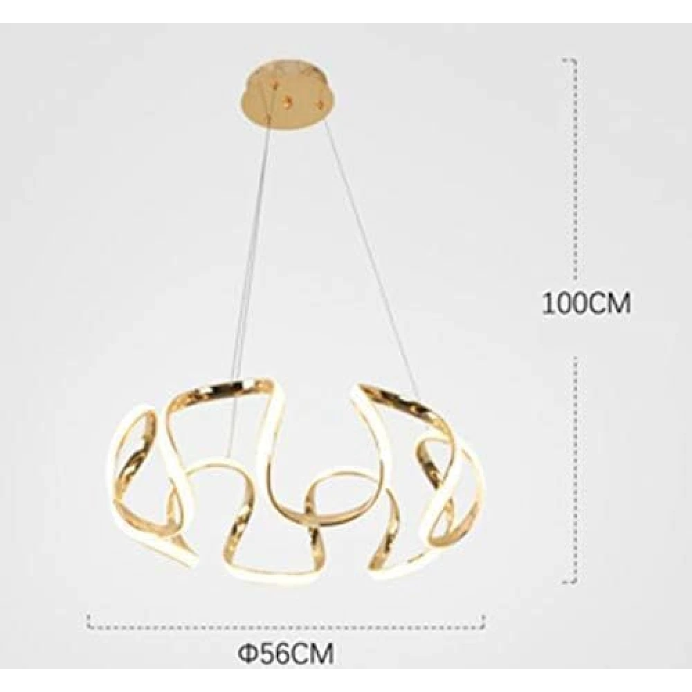 PRMOAGEN Gold Curvy LED Pendant Chandelier Light-Warm White