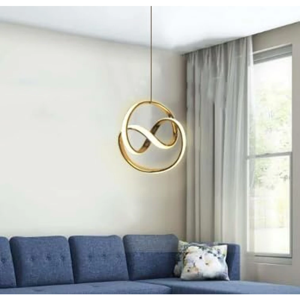 SHRI MAHAL ANTIQUES Curvy Modern Style Led Gold Creative Led Pendant Lamp/Hanging Lamp/Ceiling Light for Bedroom, Living Room, Restaurants, Dining, Coffee Shop, Home and Office.