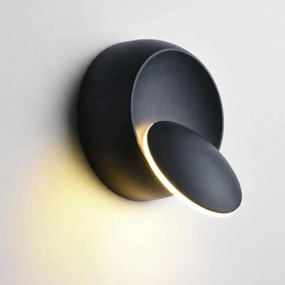 SHRI MAHAL ANTIQUES Modern Metal 12-Watts 360 Degree Adjustable Led Wall Light Black Outdoor Waterproof (Round, Pack of 1)