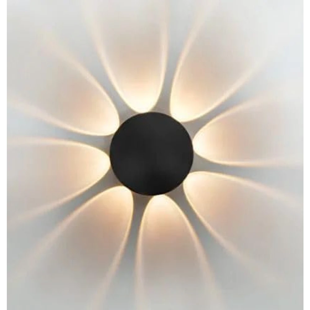 SHRI MAHAL ANTIQUES 12W Round (6 Way) Indoor/Outdoor LED Waterproof IP65 Exterior Wall Step Light (Warm White) Dining Hall/Fancy Light for Living Room, Pack of 1 Black