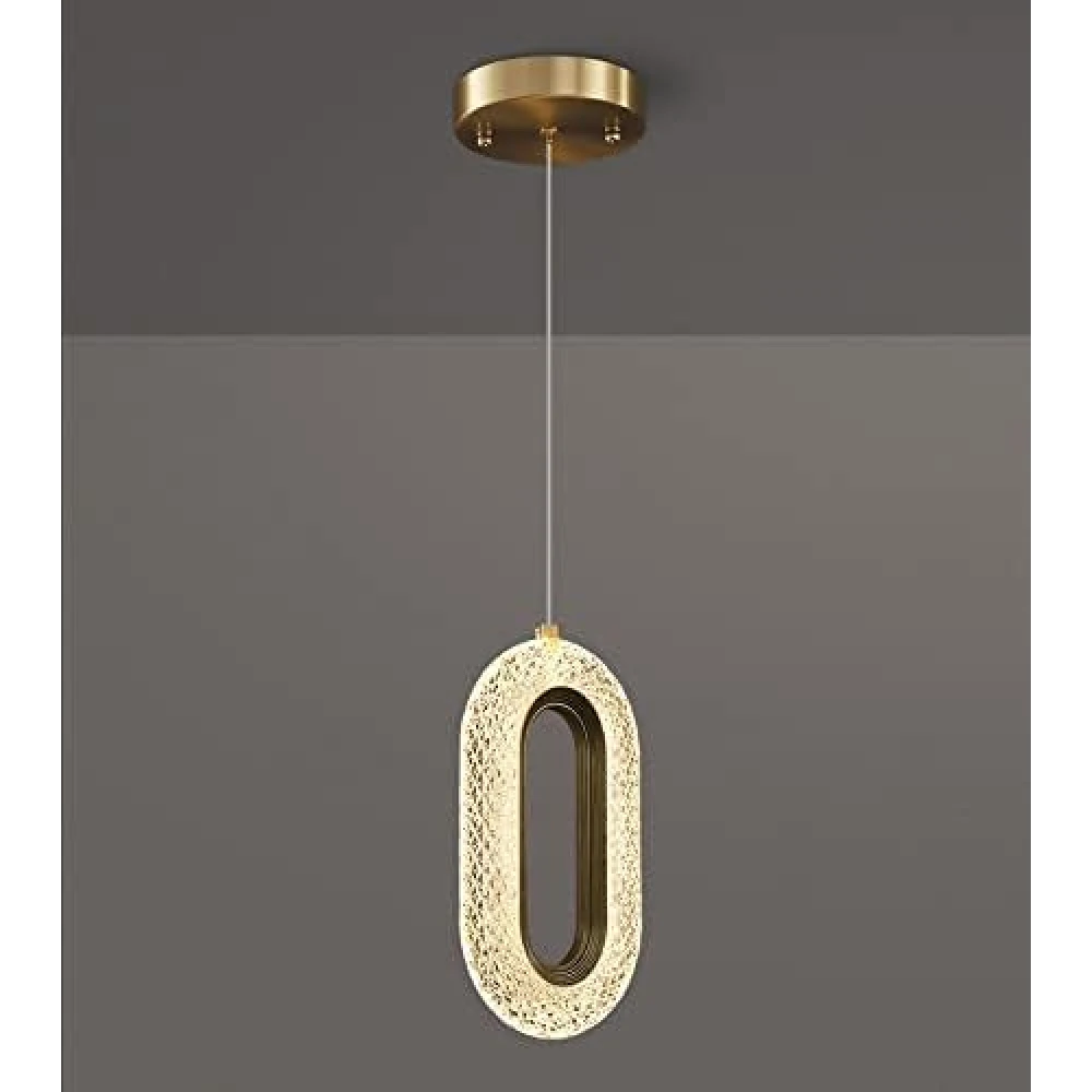 Led Glossy Gold Crystal Oval Long Pendant Lamp Ceiling Light - Warm White