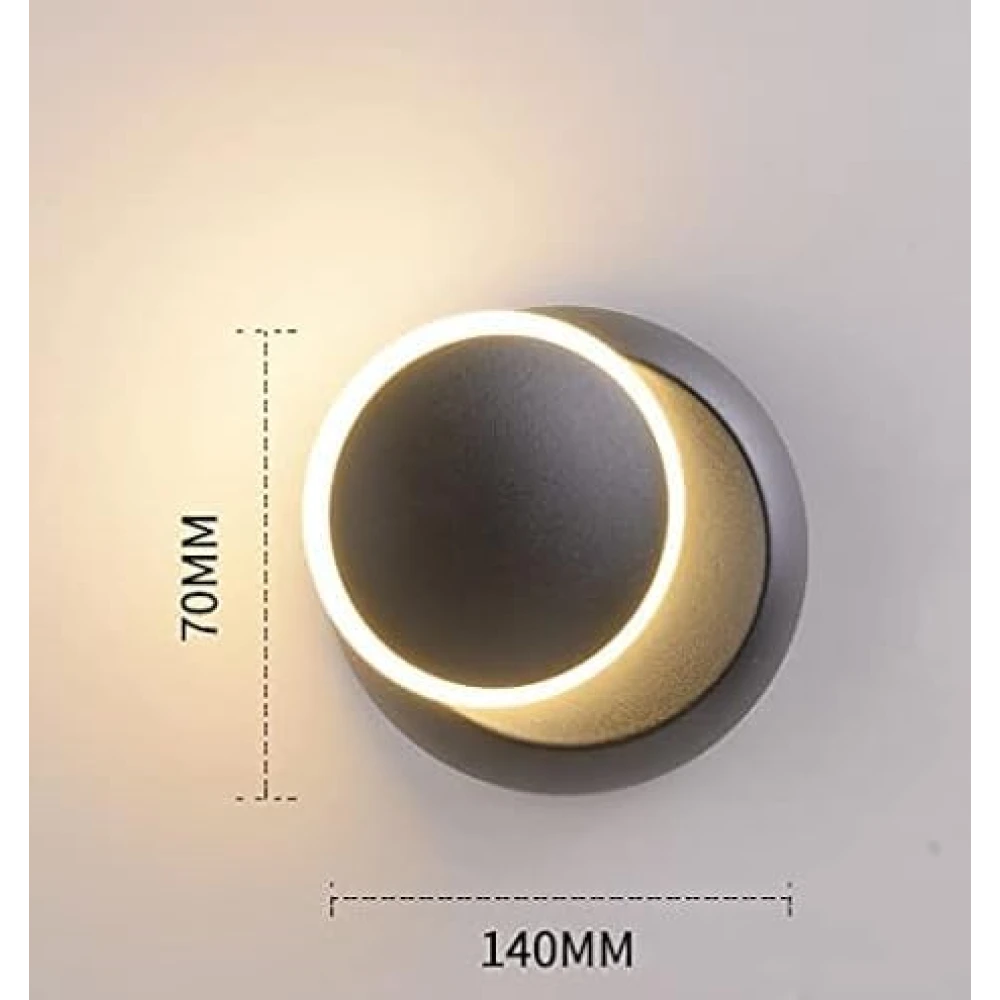 SHRI MAHAL ANTIQUES Wall Rotating 12Watts 360 Degree Adjustable Led Round Sun Moon Eclipse Wall Light for Bedroom,Dining- Warm White (Black