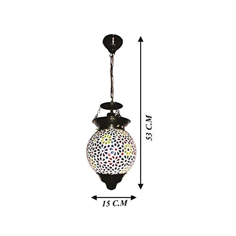 SHRI MAHAL ANTIQUES Glass Hanging Light