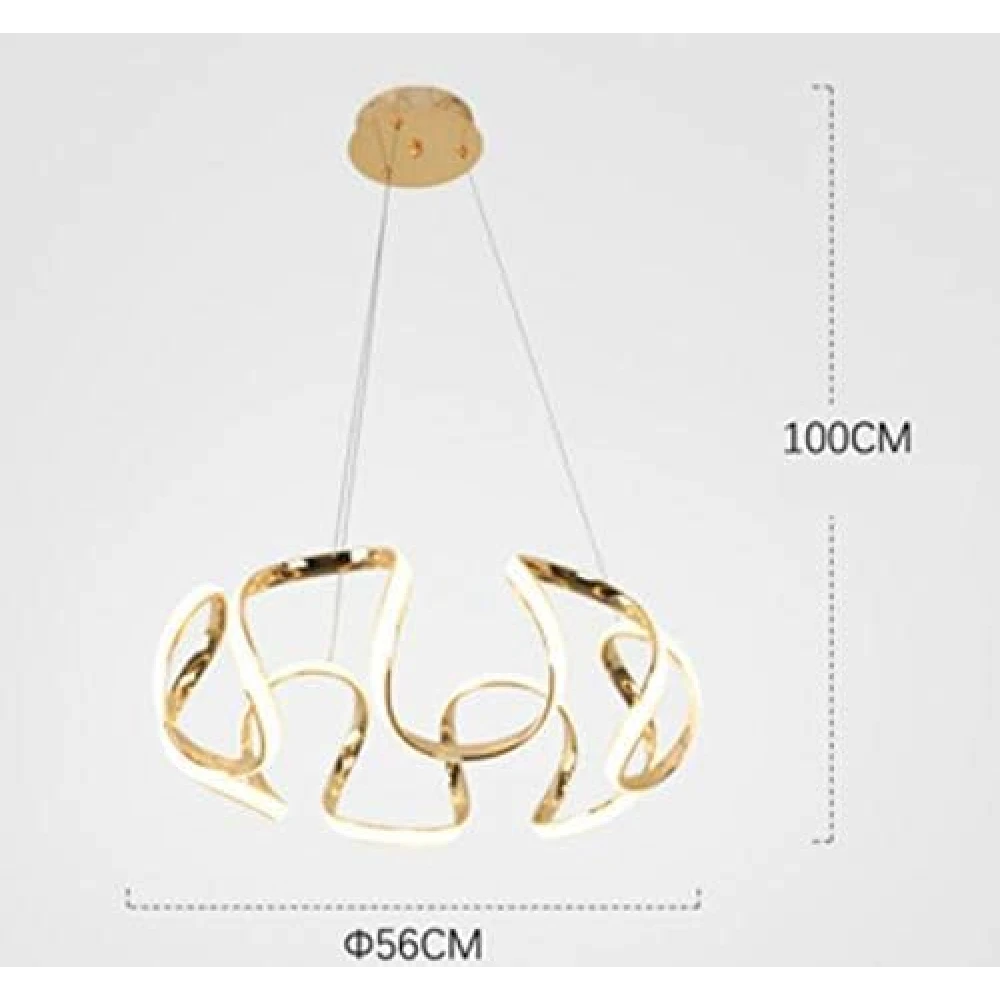 SHRI MAHAL ANTIQUES Gold Curvy LED Pendant Chandelier Light-Warm White