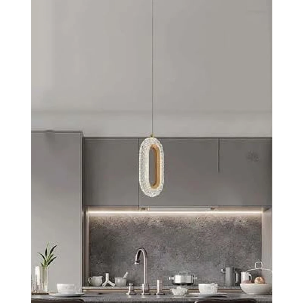 SHRI MAHAL ANTIQUES Oval Shape Modern Style Led Glossy Crystal Gold Creative Led Pendant Lamp/Hanging Lamp/Ceiling Light Pack of 1 Warm White