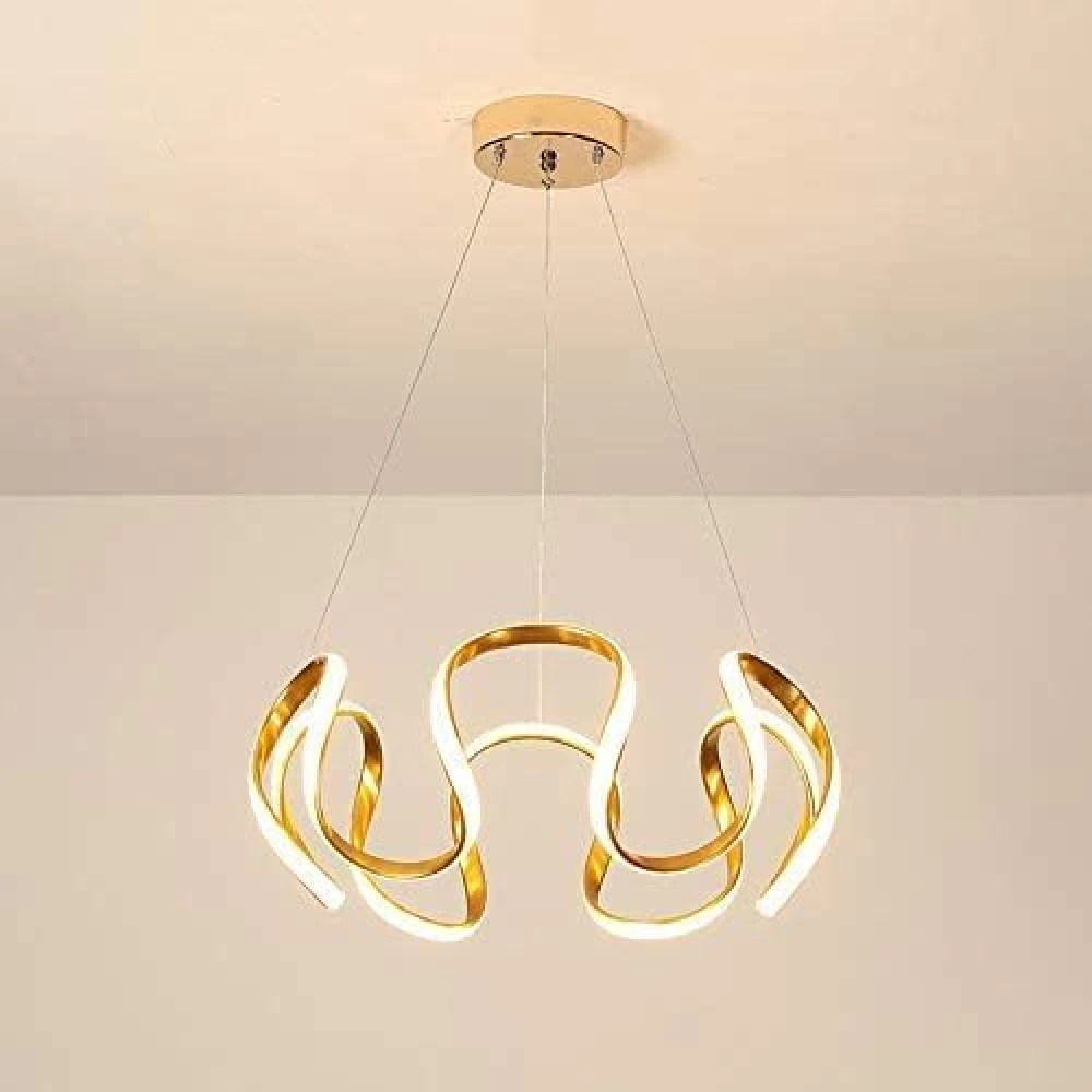 PRMOAGEN Gold Curvy LED Pendant Chandelier Light-Warm White