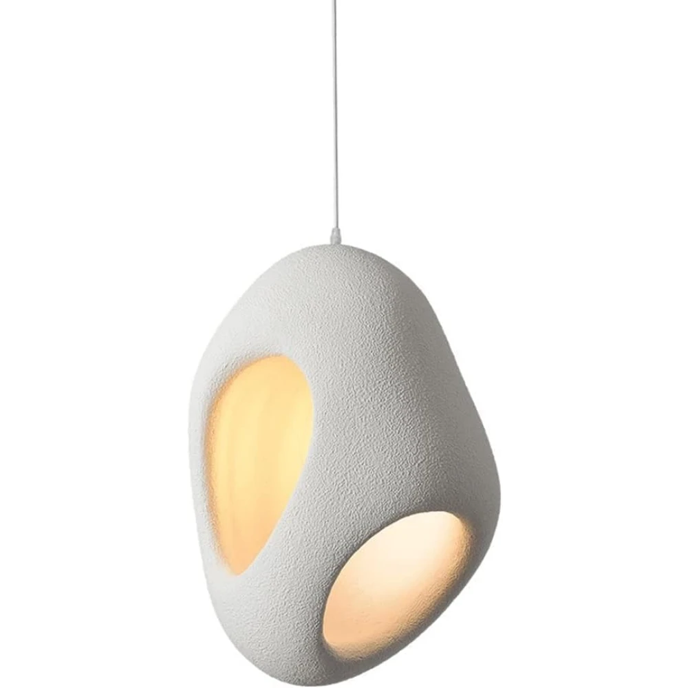 PRMOAGEN Nordic Simple Pendant Light, Japanese Style Hanging Lamp, Style Bird Nest Shape Hanging Light, Creative Bar Chandelier for Farmhouse Kitchen Island Dining Room Hallway (Color : White)