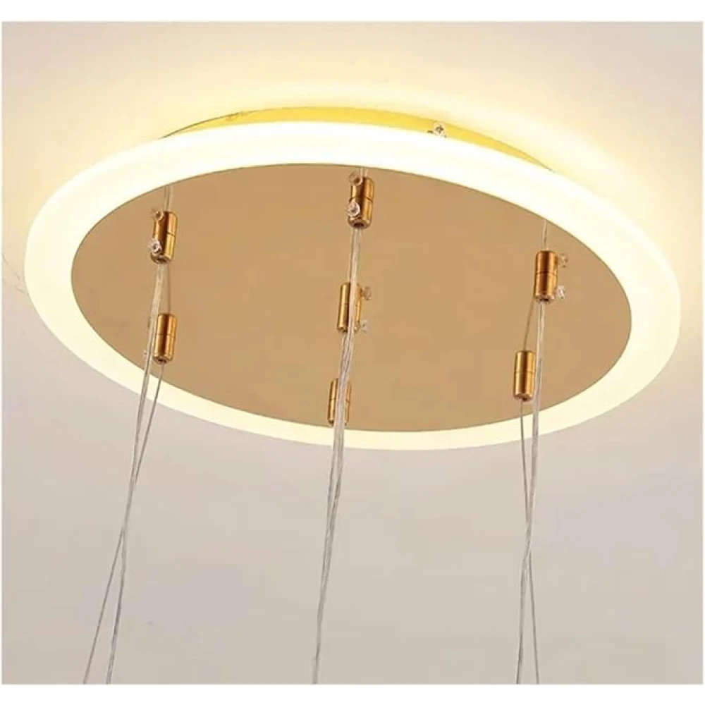 SHRI MAHAL ANTIQUES Golden 5 Light with Remote Curvy LED Pendant Chandelier Light Pendants Ceiling Lamp (Gold)