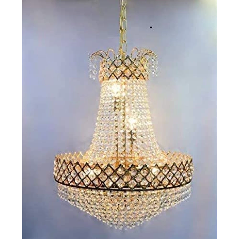 SHRI MAHAL ANTIQUES® 20 Watts Chandelier, Golden, Pyramid