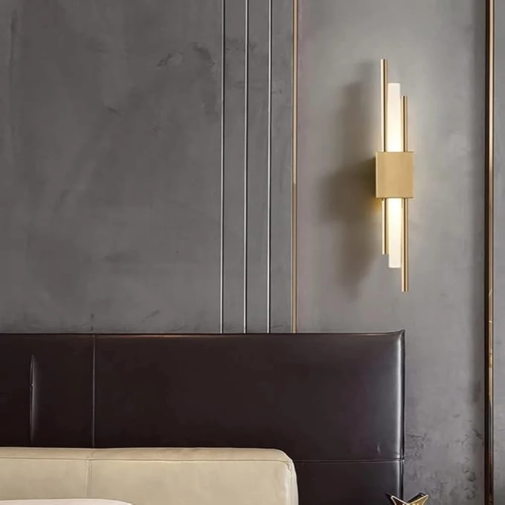 PRMOAGEN Post- led Wall lamp Scandinavian Dressing Table lamp Bedroom Bedside Gold Wall Lights Simple Luxury Long bar Sconce