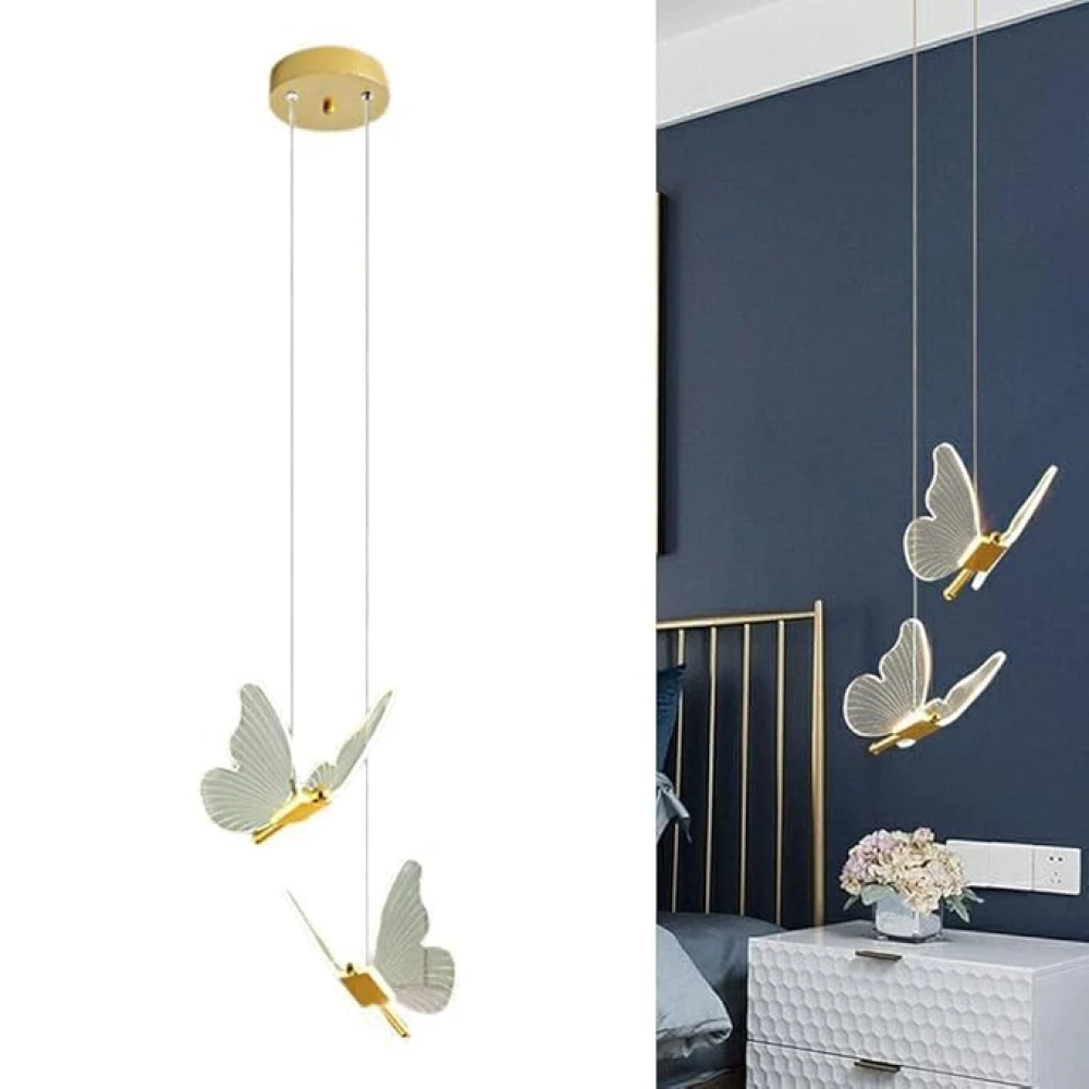 SHRI MAHAL ANTIQUES Light Luxury Butterfly Acrylic Pendant Light Bedroom Decor Living Room Dining Room Hall Decorative