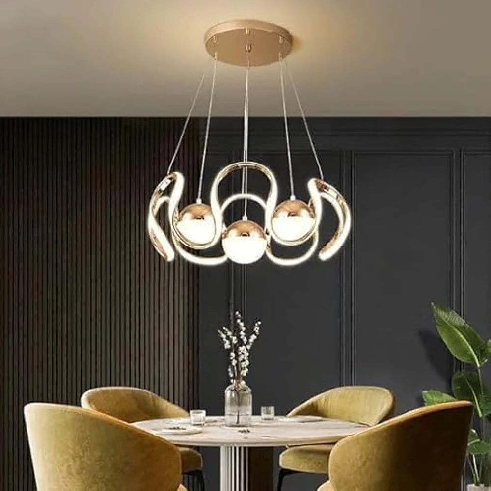SHRI MAHAL ANTIQUES Thricolor Irregular Shape 3LED + Aluminum Dining Room Living Room Special Ceiling Light Ceiling Light (Gold)