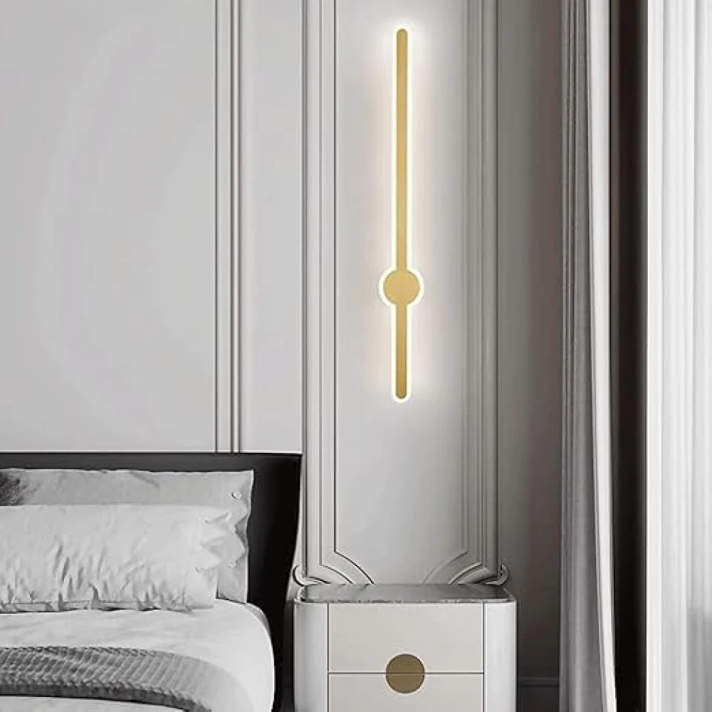 LED Sword Light Behind Golden Luxurious Acrylic Wall Lighting | Soft & Bright LED Warm White Fixtures for Bedroom, Living Room, Drawing Room, Kids Room & Bathroom 24Watt 18 Inch - 1 Pack